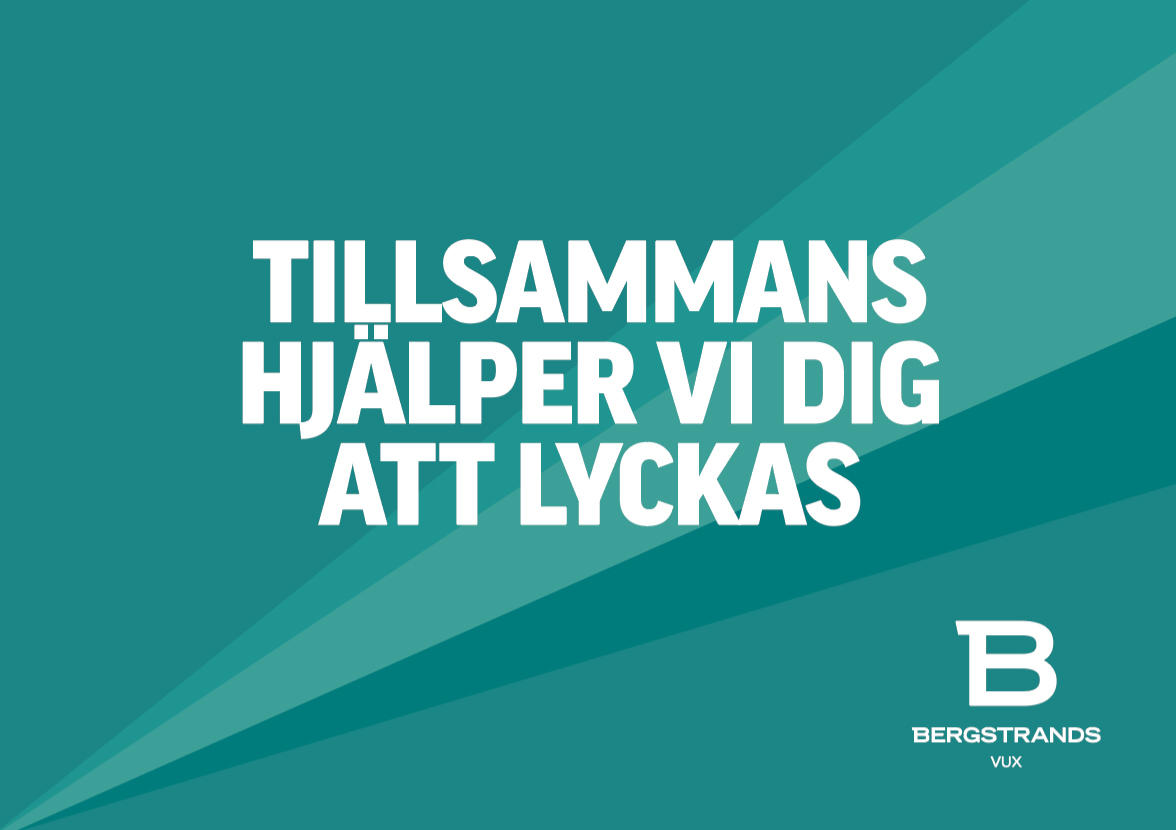 Grön bakgrund med texten Tillsammans hjälper vi dig att lyckas