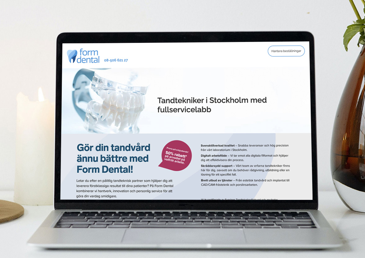 Form Dentals webbplats