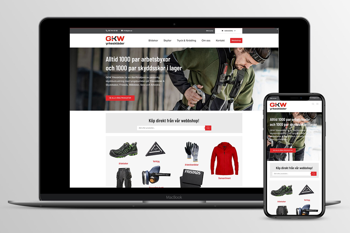 GKW webbshop i laptop och mobil