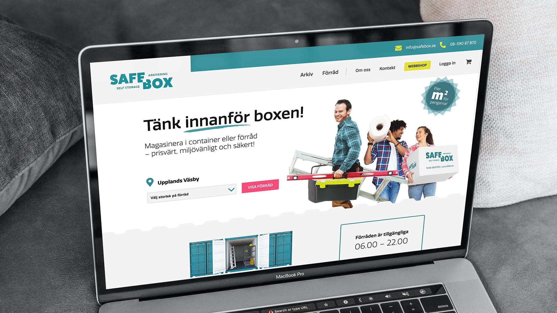 Safe Box webbplats i laptop